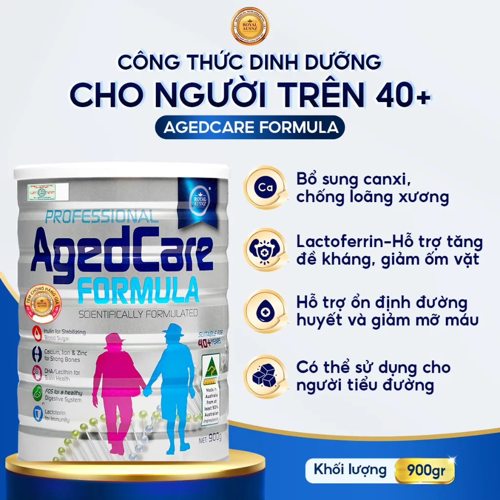 Ảnh Sữa Hoàng Gia Úc Royal Ausnz AGED CARE FORMULA Dành Cho Người Cho Người Trên 40 Tuổi Hộp 900g 1