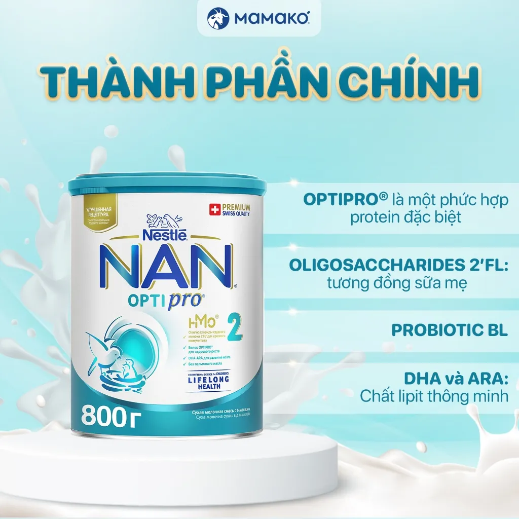 Ảnh Sữa Nan Nga HMO Optipro Số 2 Mamako Bổ Sung Dinh Dưỡng Cho Bé  Hộp 800g 3