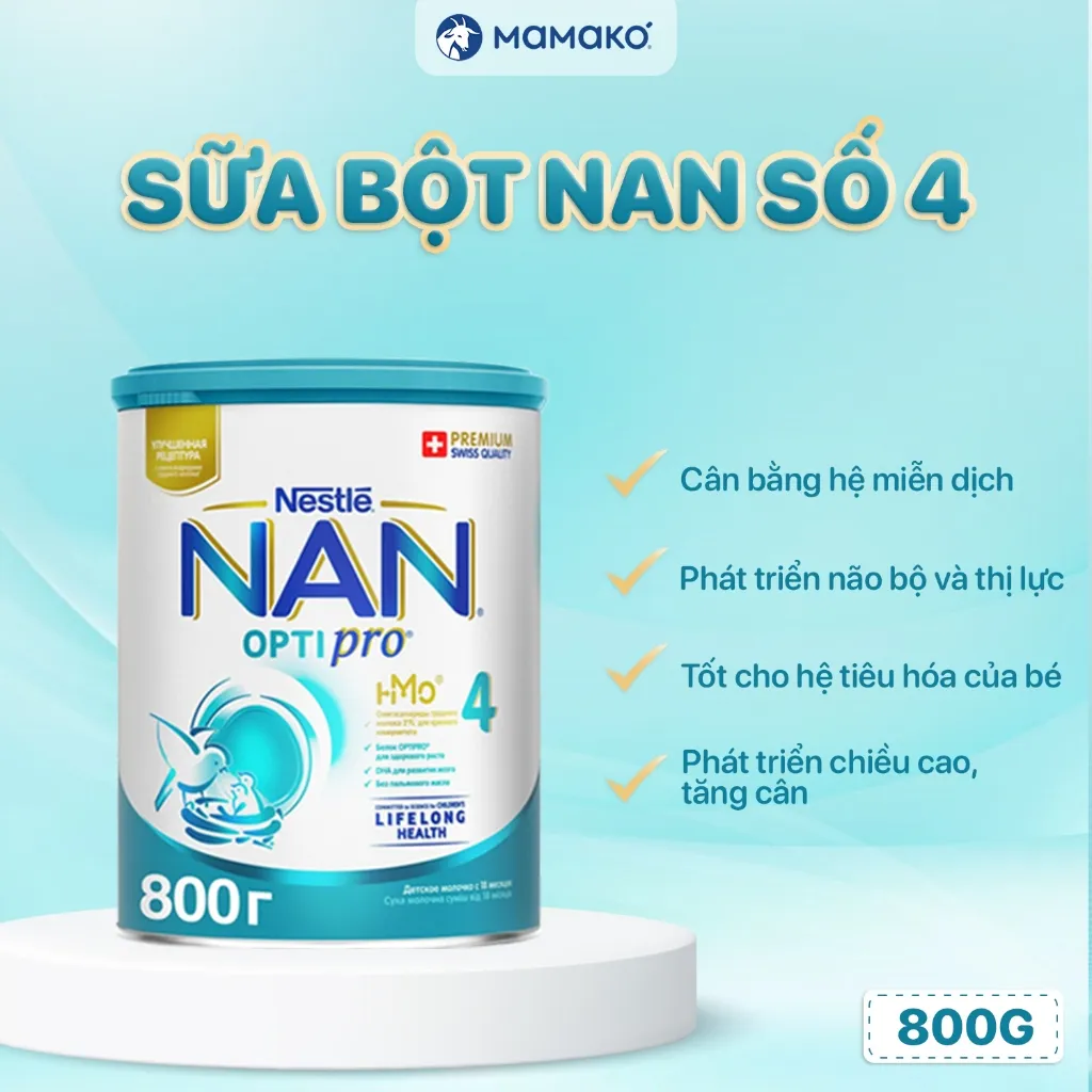Ảnh Sữa Nan Nga HMO Optipro Số 4 Mamako Bổ Sung Dinh Dưỡng Cho Bé >18M Hộp 800g 1