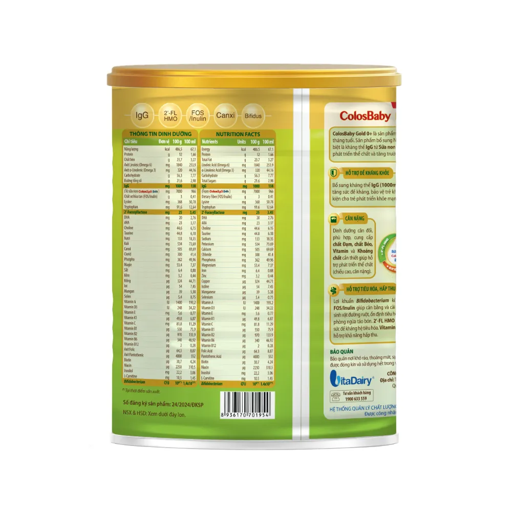 Ảnh Sữa non ColosBaby Gold 0+ 400g (Mới), sữa bột giúp tăng cường đề kháng, tăng cân khỏe mạnh - VitaDairy 2
