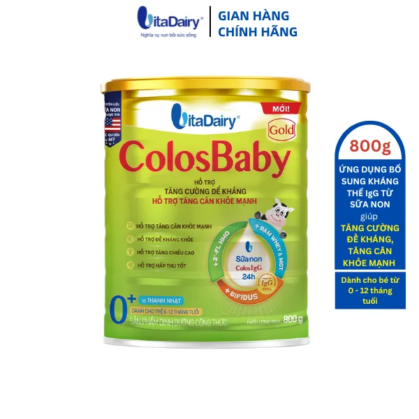 Ảnh Sữa non ColosBaby Gold 0+ 800g (Mới), sữa bột giúp tăng cường đề kháng, tăng cân khỏe mạnh - VitaDairy 4