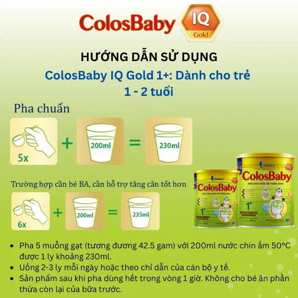 Ảnh Sữa non Colosbaby IQ Gold 1+ 800g, sữa bột giúp phát triển trí não - VitaDairy 2