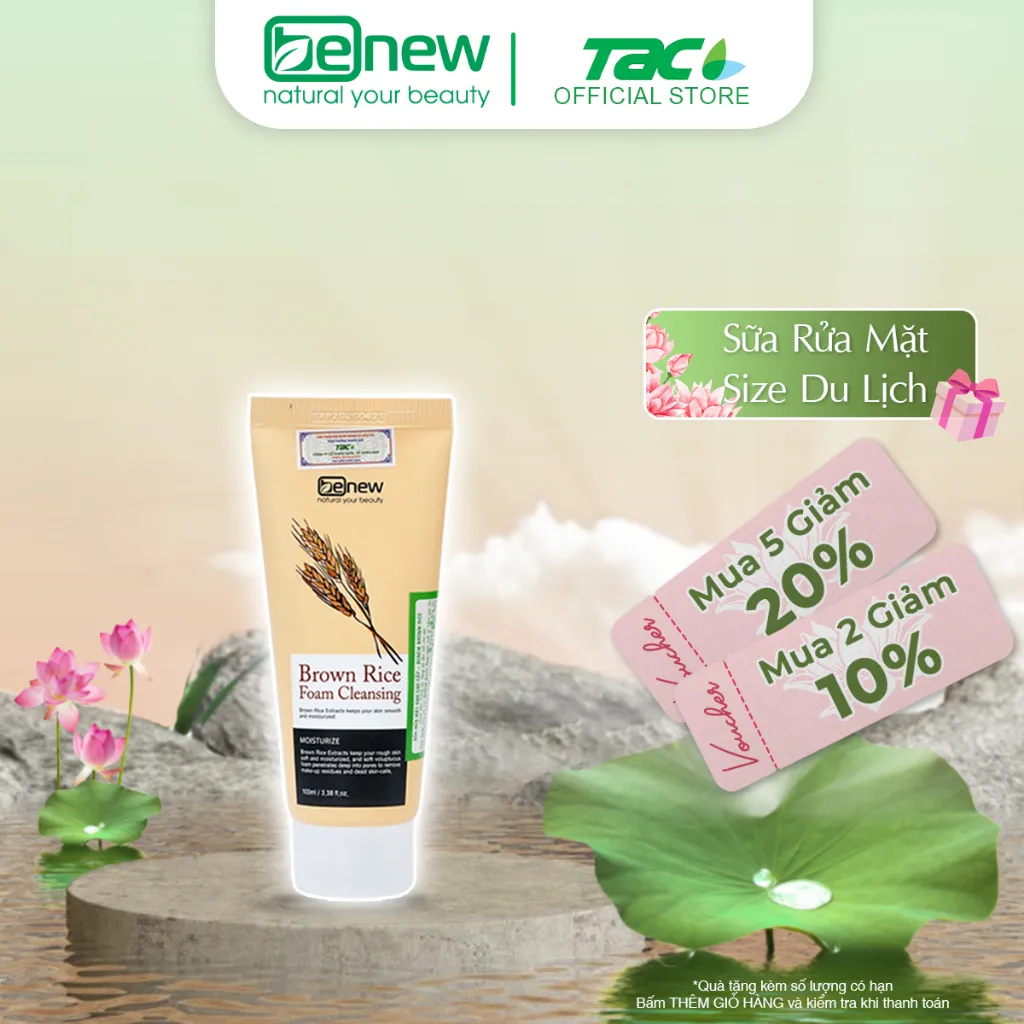 Ảnh Sữa Rửa Mặt Cao Cấp  Gạo Benew Brown Rice Size Du Lịch TAC 100ml 1