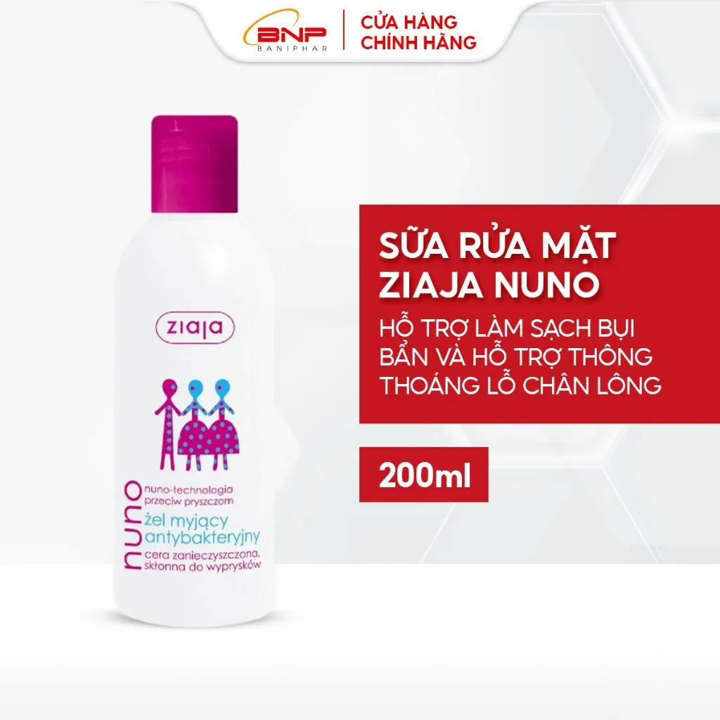Ảnh Sữa rửa mặt dạng gel ngừa mụn trắng da Ziaja Nuno cho da dầu và da hỗn hợp, không gây kích ứng 200ml 2