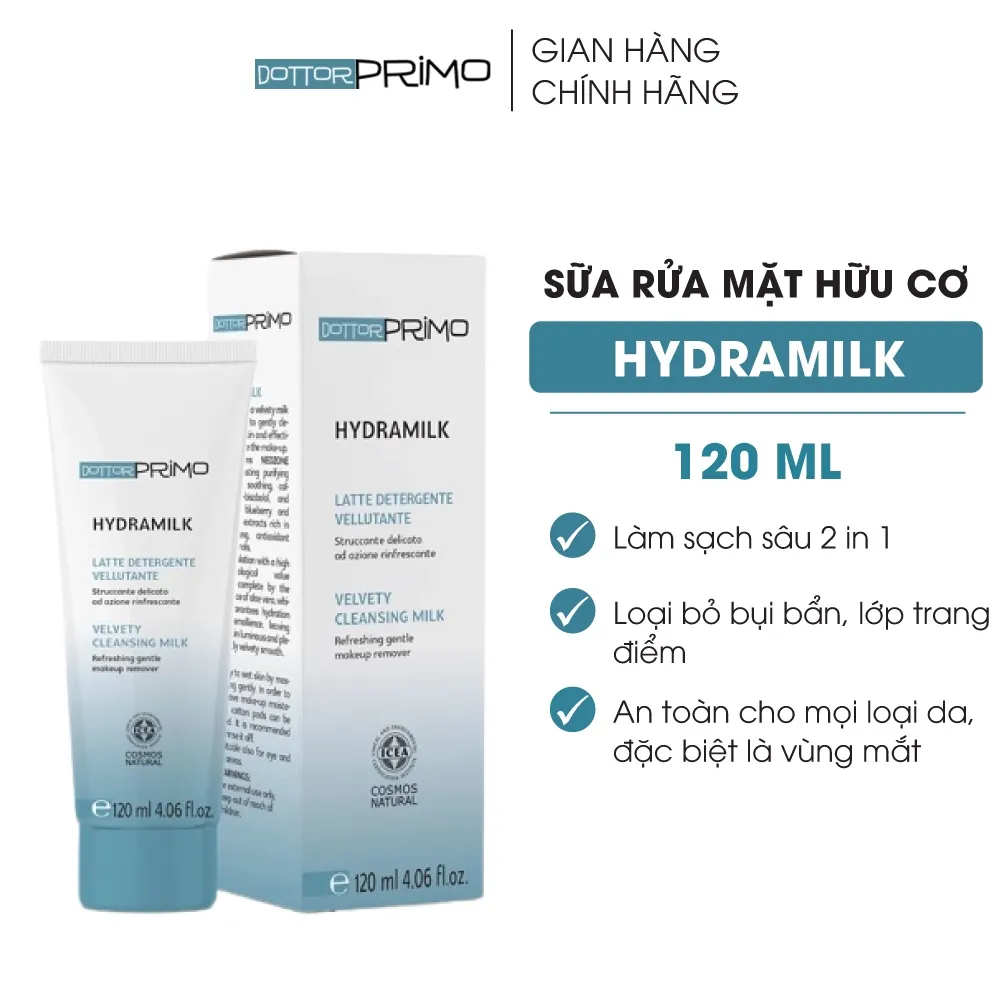 Ảnh Sữa Rửa Mặt Hữu Cơ Cho Da Nhạy Cảm DottorPrimo Hydramilk - Công Nghệ Làm Sạch Sâu 2 in 1 120ml 1