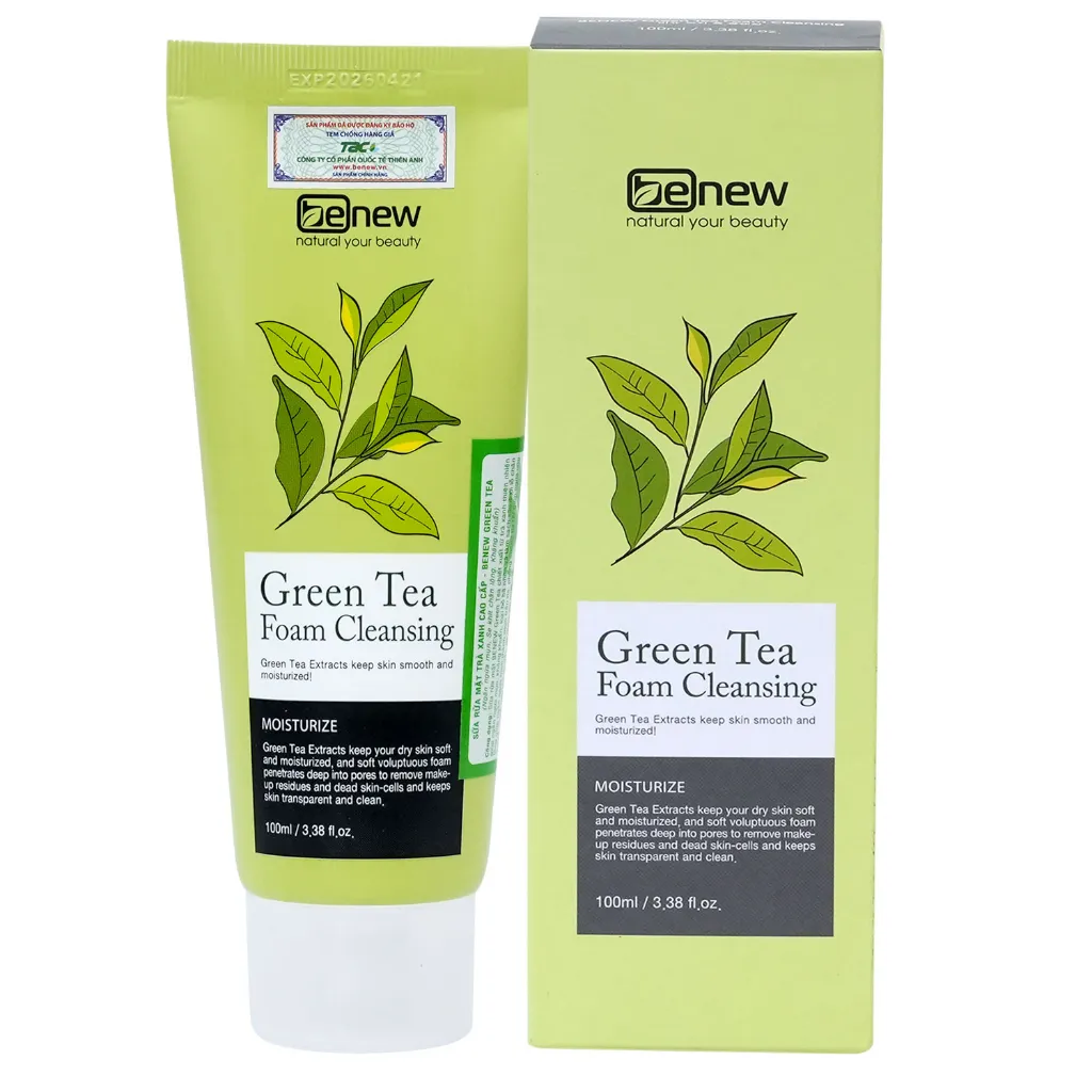 Ảnh Sữa Rửa Mặt Trà Xanh Cao Cấp Benew Green Tea Foam Cleansing 100ml 4