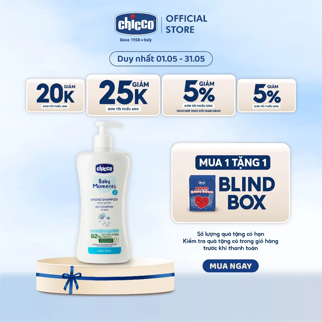Ảnh Sữa tắm gội chiết xuất Hoa cúc 0M+ Chicco 200ml/500ml 1