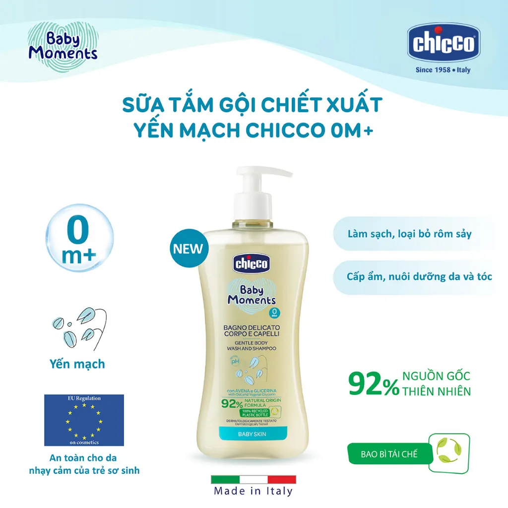 Ảnh Sữa tắm gội chiết xuất yến mạch Chicco 0M+ - Chai du lịch 50ml 3