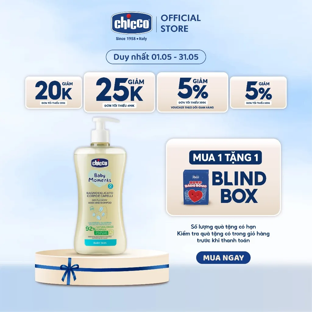 Ảnh Sữa tắm gội chiết xuất Yến mạch Chicco 0M+ 200ml/500ml 1
