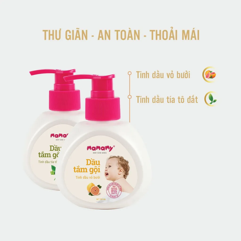 Ảnh Sữa tắm gội cho bé Mamamy gốc thực vật thiên nhiên, dịu lành tinh dầu bưởi/tía tô 3