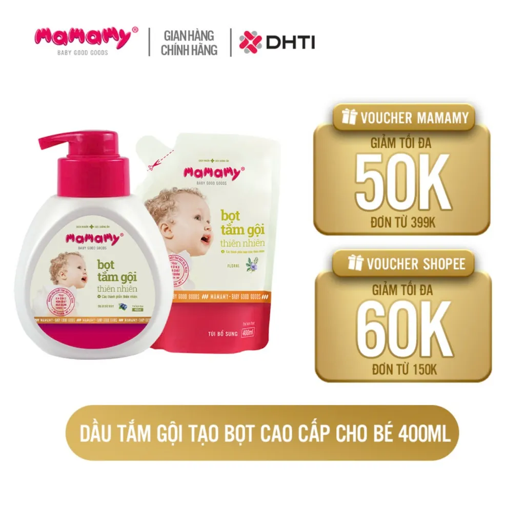 Ảnh Sữa tắm gội đầu tạo bọt cao cấp cho bé Mamamy gốc thực vật, dịu lành 4 hương thơm Floral/Fancy/Blueberry/Raspberry 2