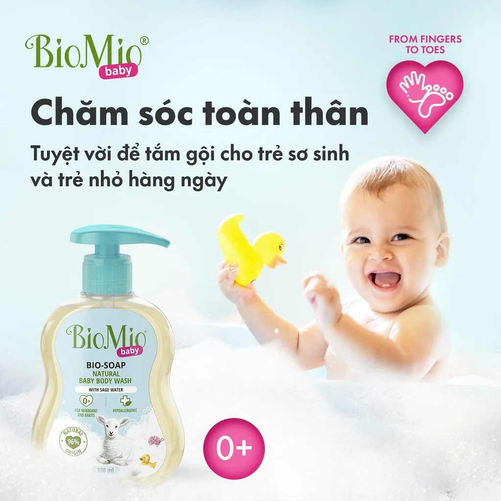 Ảnh Sữa tắm gội hữu cơ cho bé BioMio BIO-SOAP 300ml nước cây xô thơm, không kích ứng, an toàn lành tính 2