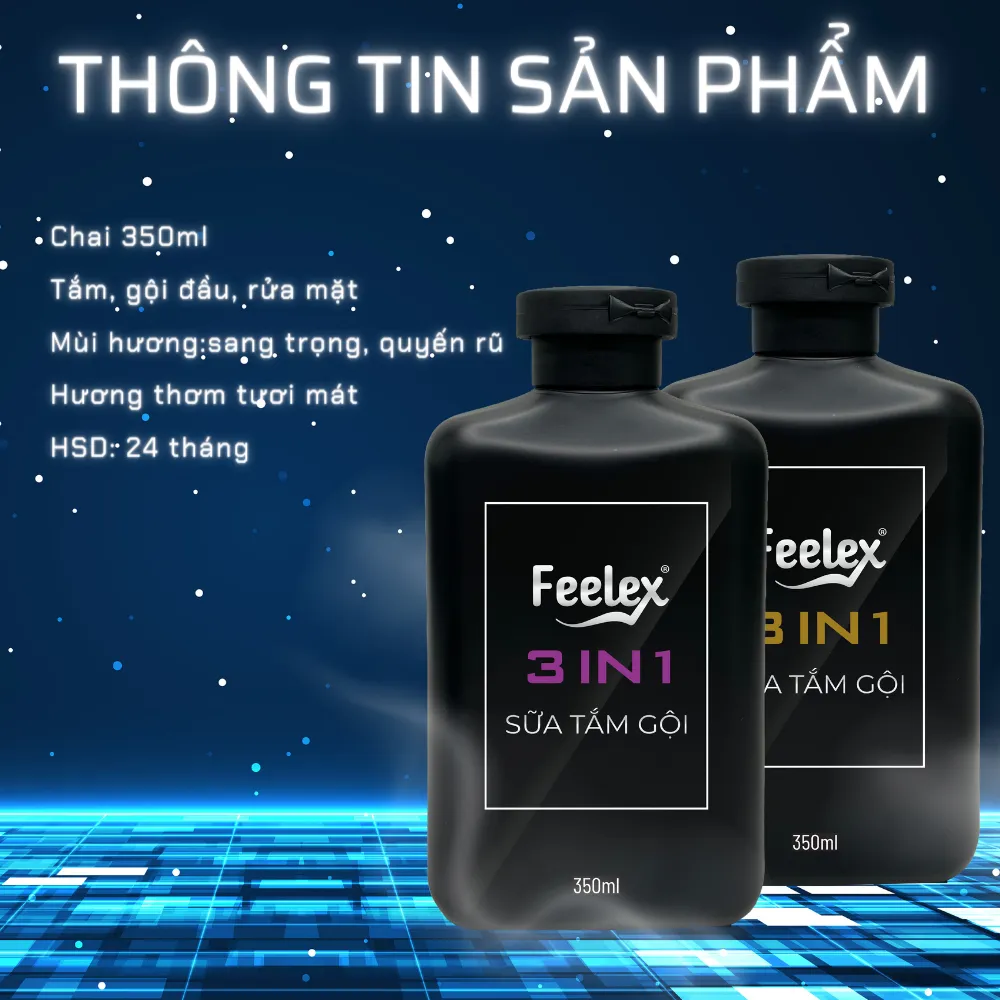 Ảnh Sữa tắm gội nam giới 3 in 1 Feelex all in one - quyến rũ - mạnh mẽ nam tính 2