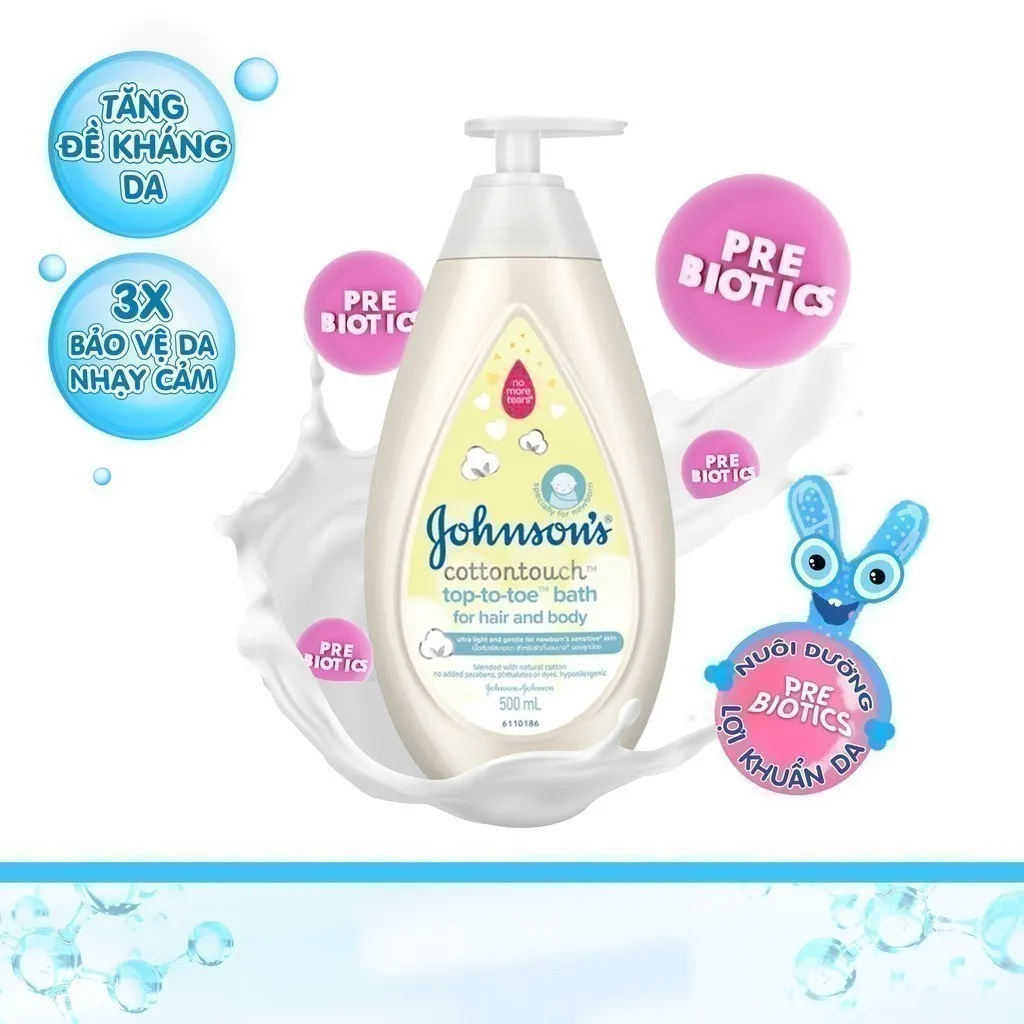 Ảnh Sữa tắm gội toàn thân mềm mịn Johnson' baby bath Cotton touch 500ml (MỚI) - 100977934 4