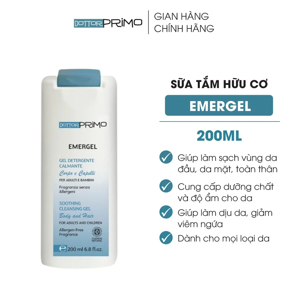 Ảnh Sữa Tắm Hữu Cơ Cho Da Nhạy Cảm, Viêm Da Cơ Địa DottorPrimo Emergel 200ml 4