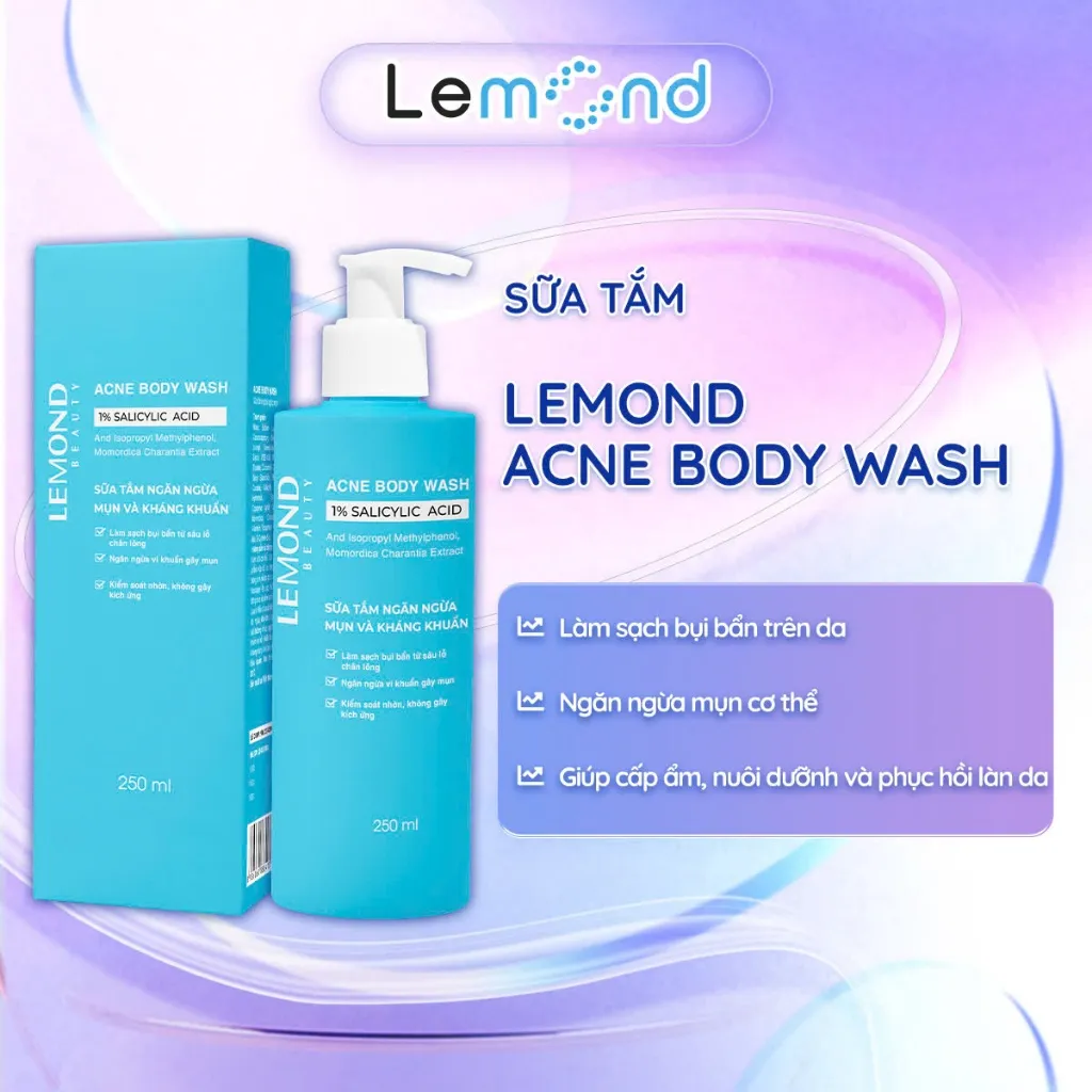 Ảnh Sữa Tắm Sạch Mụn Lưng Giảm Thâm Mụn ALFASEPT Lemond Acne Body Wash 250ml Chiết Xuất Khổ Qua Ngừa Mụn, Dưỡng Ẩm Da 1