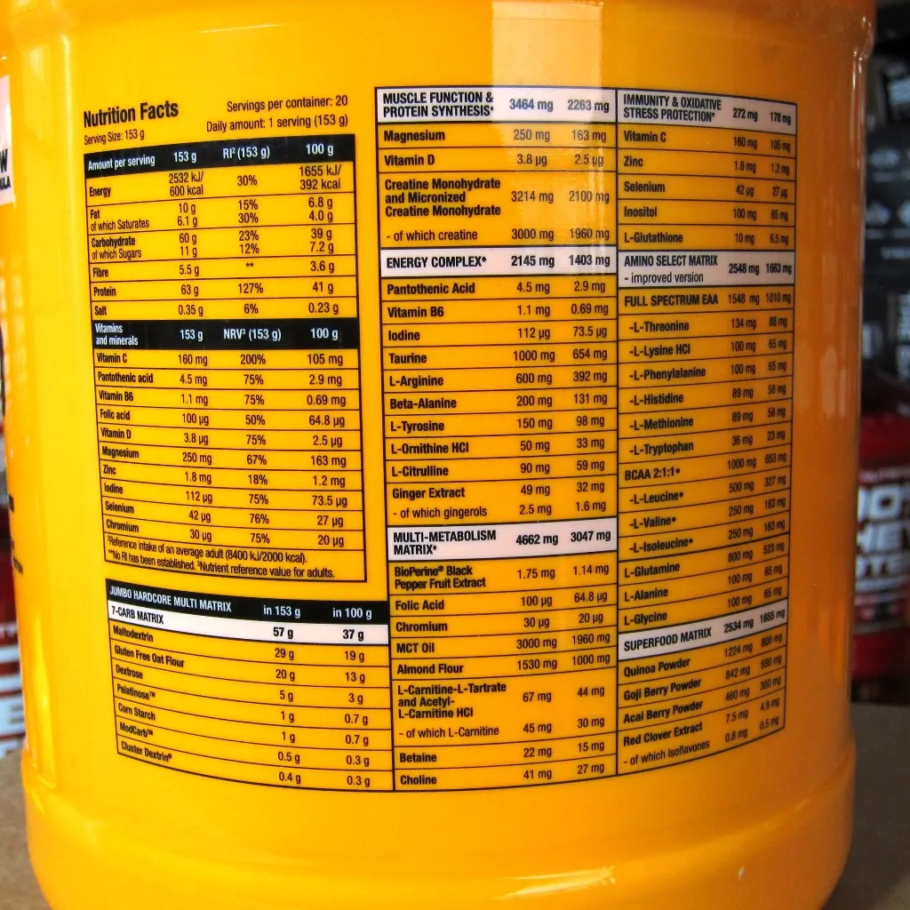 Ảnh Sữa Tăng Cân, Tăng Cơ Nạc | JUMBO HARCORE 3060G - 22 lần dùng| Mass Tăng Cân Tăng Cơ Nạc Tránh Tích Mỡ |SCITEC NUTRITION 3
