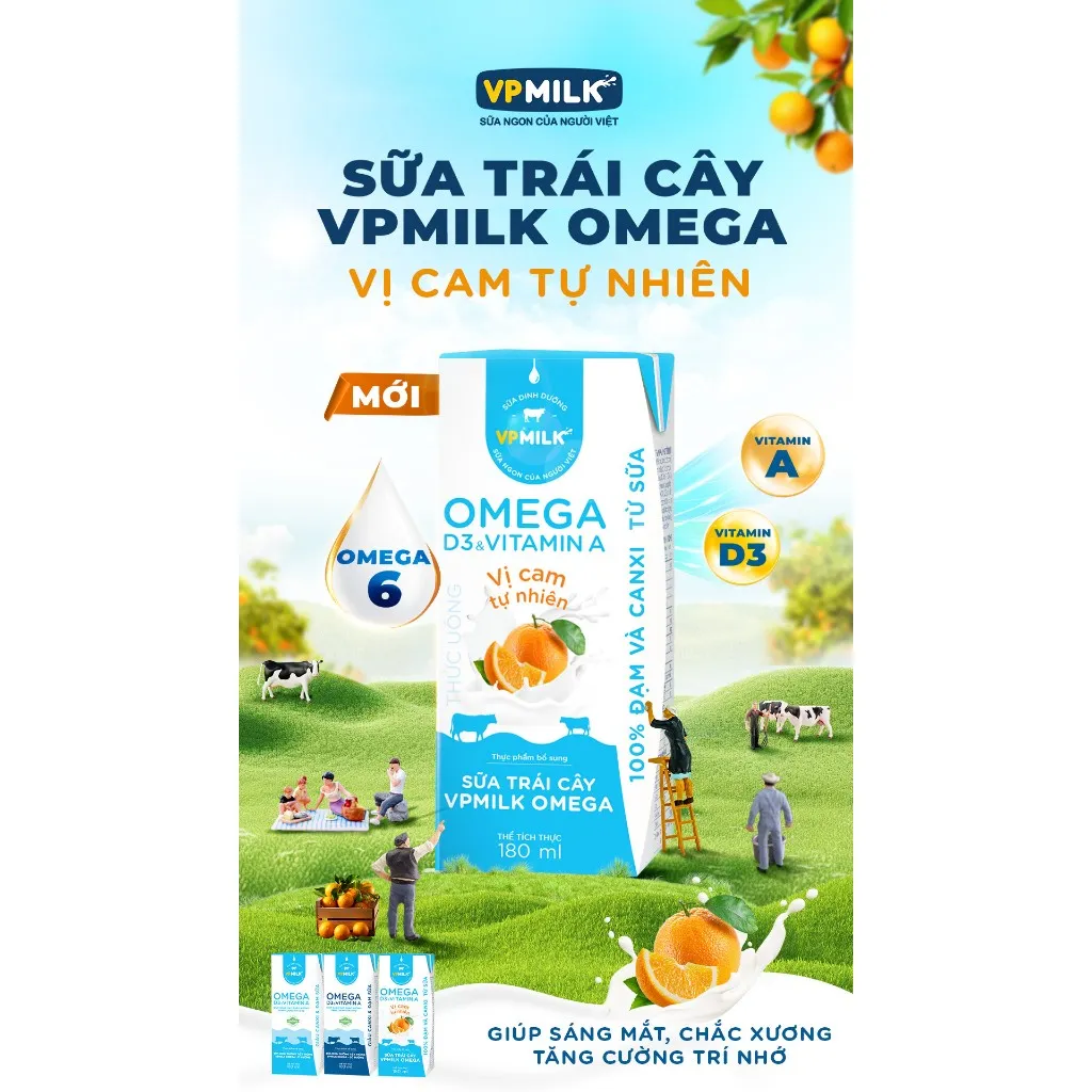 Ảnh Sữa trái cây VPMILK Omega vị CAM tự nhiên hộp 110ml (4 hộp x 6) 3