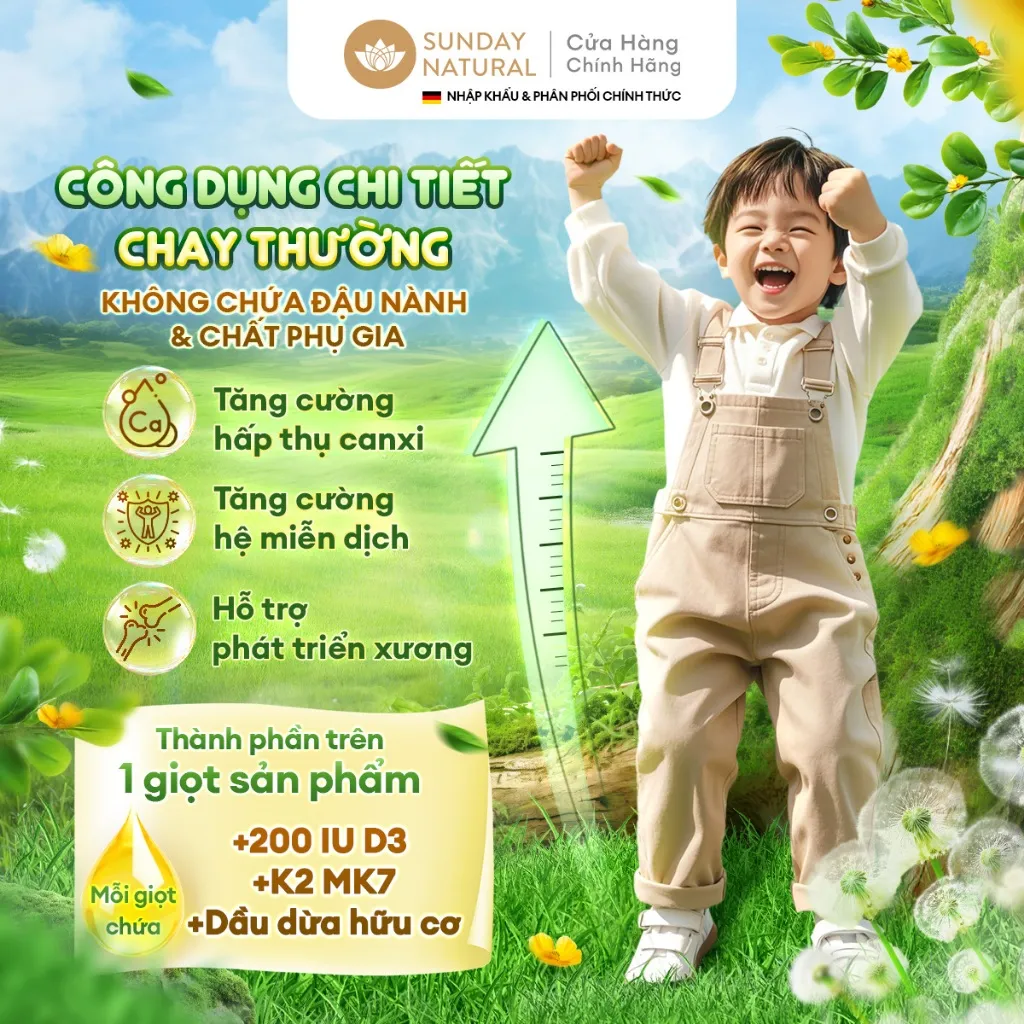 Ảnh Sunday Natural Vitamin D3K2 Cho Bé 0-4 Tuổi, Tăng Hấp Thu Canxi, Tăng Cường Miễn Dịch, Chay thường 3