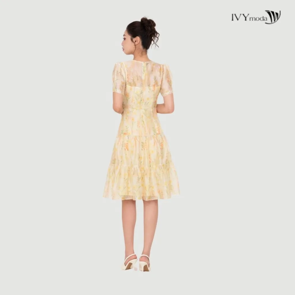 Ảnh Sunpetal Dress – Đầm Tencel hoa vàng pastel, Đầm công sở nữ IVY moda MS 48T0270 3