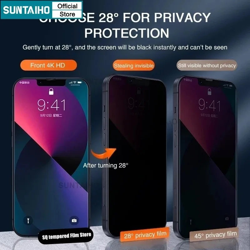 Ảnh Suntaiho Cao Cấp Kính Cường Lực Chống Nhìn Trộm Bảo Vệ Màn Hình Tự Dán Cho IPhone 11 12 13 14 15 Pro Max IP 14 Plus X XS XR Xs Max 1