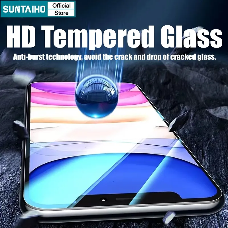 Ảnh Suntaiho Chất lượng cao iphone 9D Full Cover Kính cường lực Bảo Vệ Toàn Màn Hình Tự Dán Cho Iphone 11 12 13 14 15 Pro Max IP 7 8 14 Plus Iphon X Xs Xr XsMax Bảo vệ màn hình chống cháy nổ 2