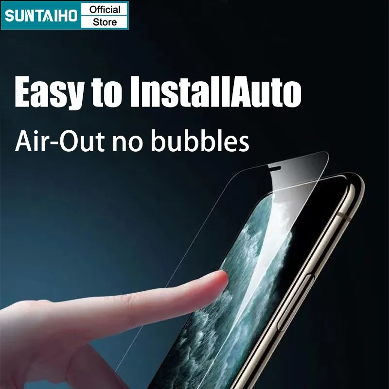 Ảnh Suntaiho Chất lượng cao iphone 9D Full Cover Kính cường lực Bảo Vệ Toàn Màn Hình Tự Dán Cho Iphone 11 12 13 14 15 Pro Max IP 7 8 14 Plus Iphon X Xs Xr XsMax Bảo vệ màn hình chống cháy nổ 4