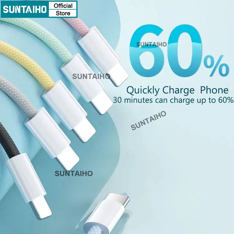 Ảnh Suntaiho Dây Sạc IP Nhanh PD 20W Type-C Cáp Sạc Hỗ Trợ Truyền Dữ Liệu Cho iPhone iPad AirPods 2