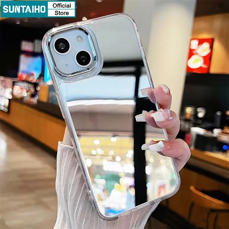Ảnh Suntaiho ốp lưng iphone Có Gương đẹp Trang Điểm Ốp Điện Thoại Silicon Mềm Trong Suốt Softcase Cao Cấp Chống Sốc Thời trang Cho Case iPhone 16 15 14 13 12 11 Pro Max 2