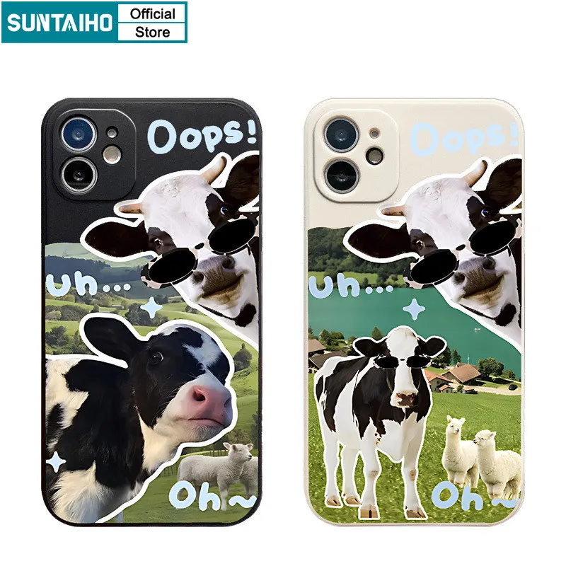 Ảnh Suntaiho Ốp lưng Iphone Ngộ nghĩnh Làng Dễ Thương Gia Đình Alpaca Bò sữa Họa Tiết Ốp Điện Thoại Silicon Mềm Cao Cấp Chống Sốc Cho Iphone 15 14 12 13 11 Pro Max IP 7 8 Plus Iphon X Xs XR Xs Max Ốp Lưng 1