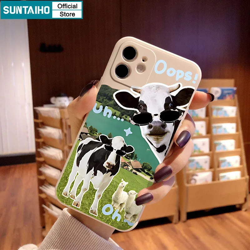 Ảnh Suntaiho Ốp lưng Iphone Ngộ nghĩnh Làng Dễ Thương Gia Đình Alpaca Bò sữa Họa Tiết Ốp Điện Thoại Silicon Mềm Cao Cấp Chống Sốc Cho Iphone 15 14 12 13 11 Pro Max IP 7 8 Plus Iphon X Xs XR Xs Max Ốp Lưng 2