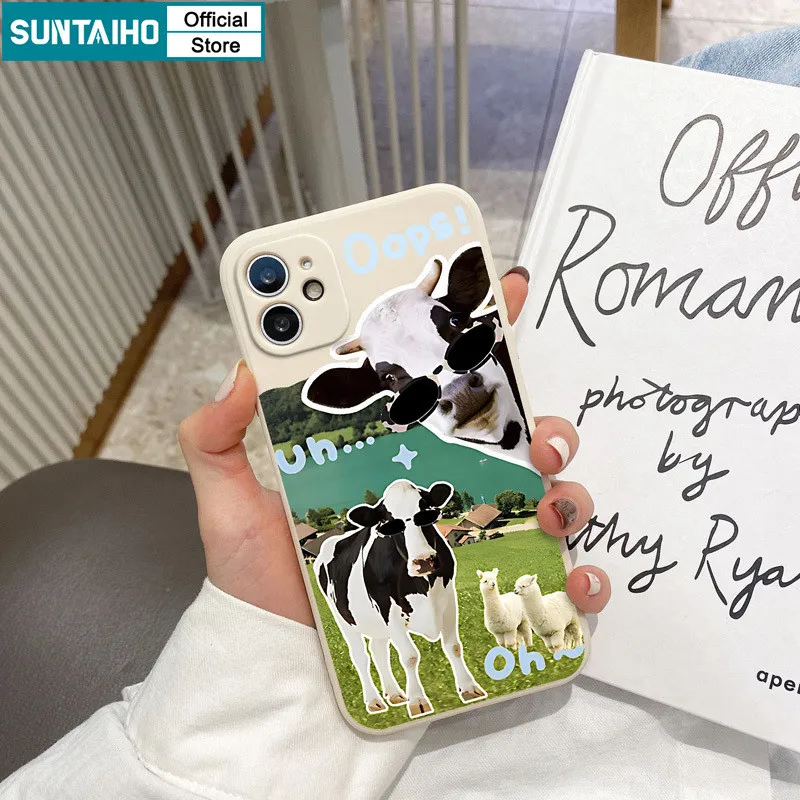 Ảnh Suntaiho Ốp lưng Iphone Ngộ nghĩnh Làng Dễ Thương Gia Đình Alpaca Bò sữa Họa Tiết Ốp Điện Thoại Silicon Mềm Cao Cấp Chống Sốc Cho Iphone 15 14 12 13 11 Pro Max IP 7 8 Plus Iphon X Xs XR Xs Max Ốp Lưng 3