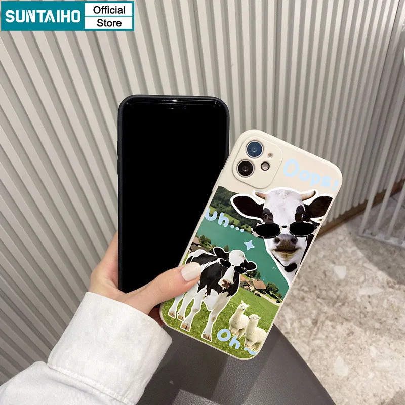 Ảnh Suntaiho Ốp lưng Iphone Ngộ nghĩnh Làng Dễ Thương Gia Đình Alpaca Bò sữa Họa Tiết Ốp Điện Thoại Silicon Mềm Cao Cấp Chống Sốc Cho Iphone 15 14 12 13 11 Pro Max IP 7 8 Plus Iphon X Xs XR Xs Max Ốp Lưng 4