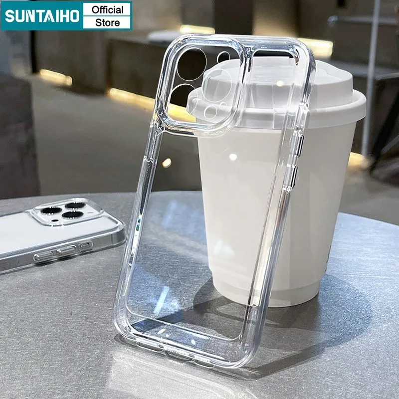 Ảnh Suntaiho Ốp Lưng iPhone Đơn Giản Trong Suốt Crysta Mềm Chống Sốc TPU Ốp Điện Thoại Cho Iphone 16 15 14 13 12 11 Pro Max IP 7 8 Plus Iphon X XS XR XsMax 2