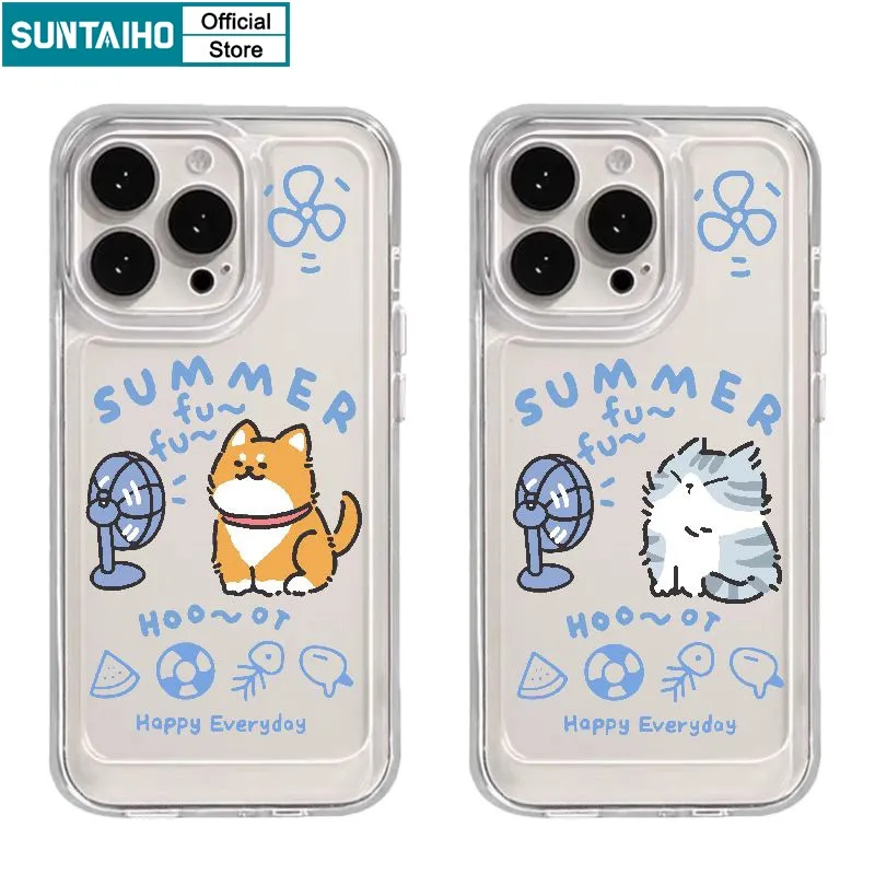 Ảnh Suntaiho ốp lưng iphone Ốp Điện Thoại Trong Suốt Chống Sốc In Hình Chó Mèo Cho iphone 11 12 13 14 15 pro max ip 7 8 plus iphon x xs xr xsmax 1