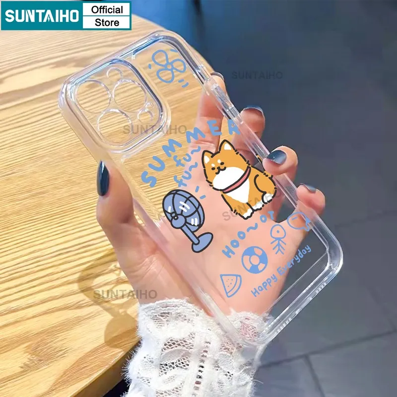 Ảnh Suntaiho ốp lưng iphone Ốp Điện Thoại Trong Suốt Chống Sốc In Hình Chó Mèo Cho iphone 11 12 13 14 15 pro max ip 7 8 plus iphon x xs xr xsmax 3