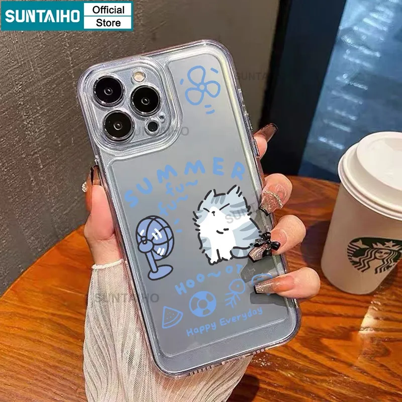 Ảnh Suntaiho ốp lưng iphone Ốp Điện Thoại Trong Suốt Chống Sốc In Hình Chó Mèo Cho iphone 11 12 13 14 15 pro max ip 7 8 plus iphon x xs xr xsmax 4