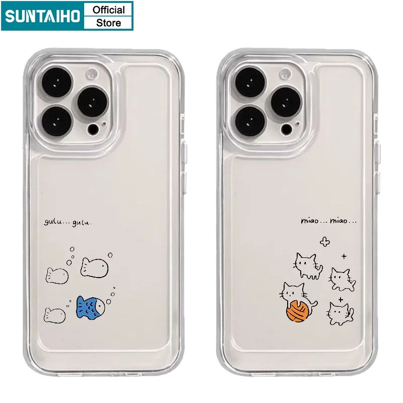 Ảnh Suntaiho ốp lưng iphone Ốp Điện Thoại tpu Mềm Trong Suốt Chống Sốc Họa Tiết Đáng Yêu Cho iphone 15 14 12 13 11 pro max ip 7 8 plus x xs xr xs max 1
