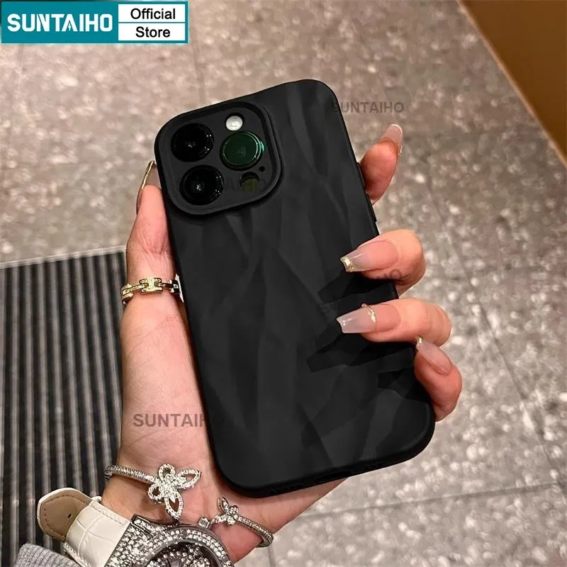 Ảnh Suntaiho Ốp lưng Iphone Thời Trang Đơn Giản Sóng Sương Mù Màu Đen Ốp Điện Thoại Silicon Mềm Làm Dày Chống Sốc  Cho Iphone 15 14 12 13 11 Pro Max IP 7 8 Plus Iphon X Xs XR XsMax 2