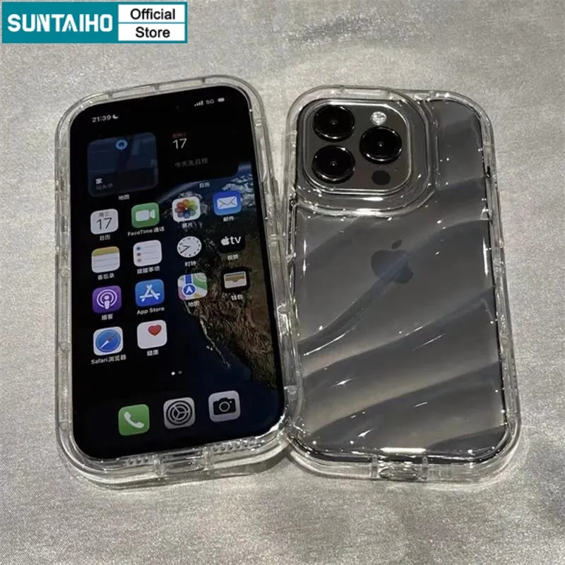 Ảnh Suntaiho ốp lưng iphone Trong Suốt Đơn Giản lượn sóng Ốp Điện Thoại tpu Silicon Mềm Chống Sốc Cho iphone 16 15 14 12 13 11 pro max ip 7 8 plus iphon x xs xr xsmax 1