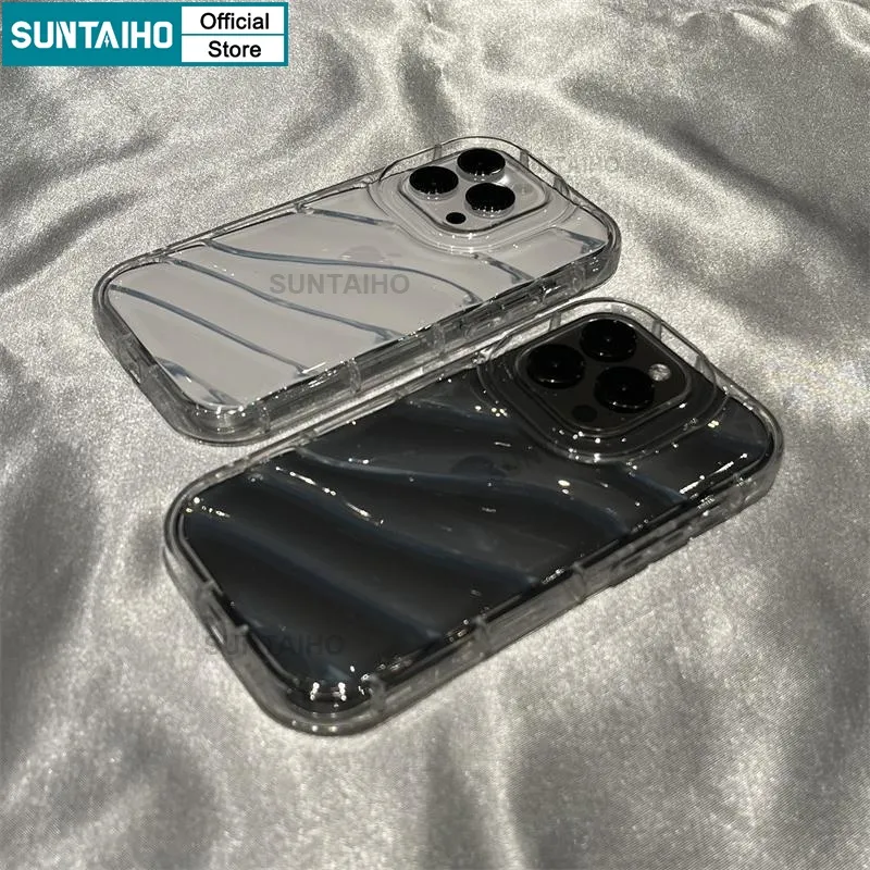 Ảnh Suntaiho ốp lưng iphone Trong Suốt Đơn Giản lượn sóng Ốp Điện Thoại tpu Silicon Mềm Chống Sốc Cho iphone 16 15 14 12 13 11 pro max ip 7 8 plus iphon x xs xr xsmax 3