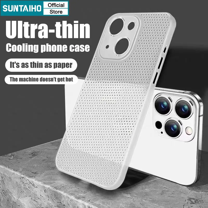 Ảnh Suntaiho Siêu Mỏng Thoáng Khí Làm Mát Ốp Lưng Điện Thoại Mềm Mờ Cao Cấp Cho iPhone 15 14 13 12 11 Pro Max 1