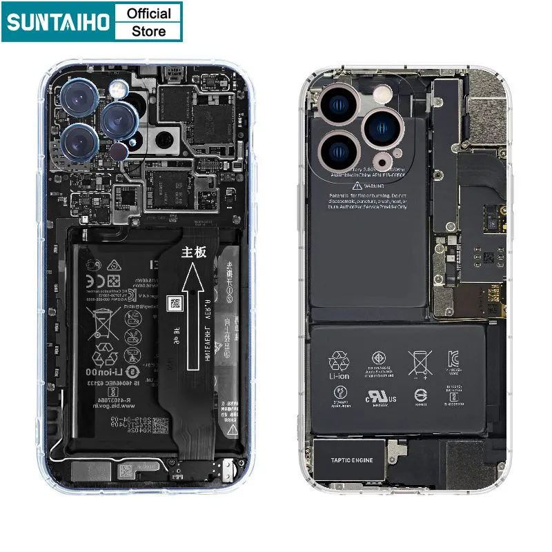 Ảnh Suntaiho Thời Trang Độc Đáo Vỏ Ngộ nghĩnh Bảng Mạch Họa Tiết Ốp lưng Cho Iphone 15 14 12 13 11 Pro Max IP 7 8 Plus Iphon X Xs XR Xs Max TPU Mềm Cao Cấp Chống Sốc Ốp Lưng 1