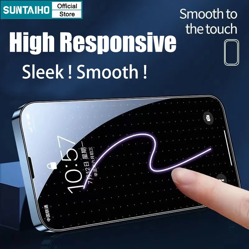 Ảnh Suntaiho Trong suốt Chất lượng cao Kính cường lực Bảo Vệ Toàn Màn Hình Tự Dán Cho iPhone 11 12 13 14 15 16 Pro Max IP 7 8 15 Plus Iphon X Xs Xr XsMax Bảo vệ màn hình chống cháy nổ 4