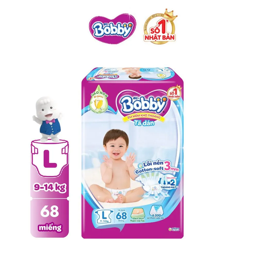 Ảnh Tã dán Bobby S80/M76/L68/XL62/XXL56 mới- Lõi nén cotton-soft 3mm:S80 1