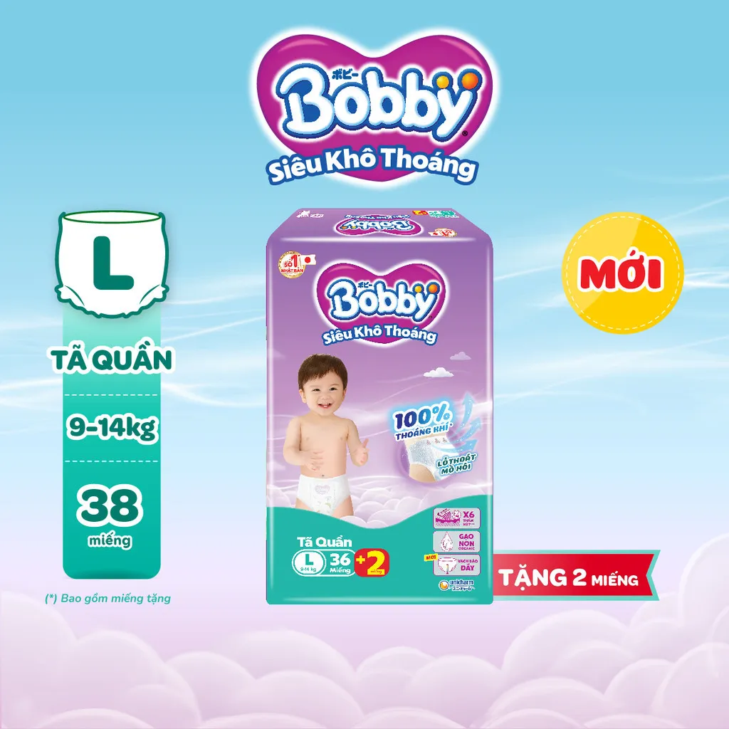 Ảnh Tã quần Bobby Siêu Khô Thoáng - 100% Thoáng Khí Jumbo S46/M42/L36/XL32/XXL28/XXXL22 3