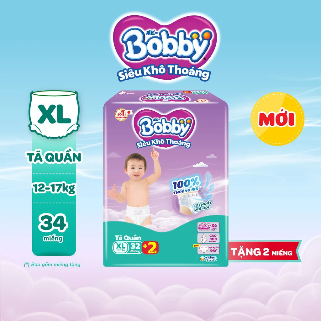 Ảnh Tã quần Bobby Siêu Khô Thoáng - 100% Thoáng Khí Jumbo S46/M42/L36/XL32/XXL28/XXXL22 4