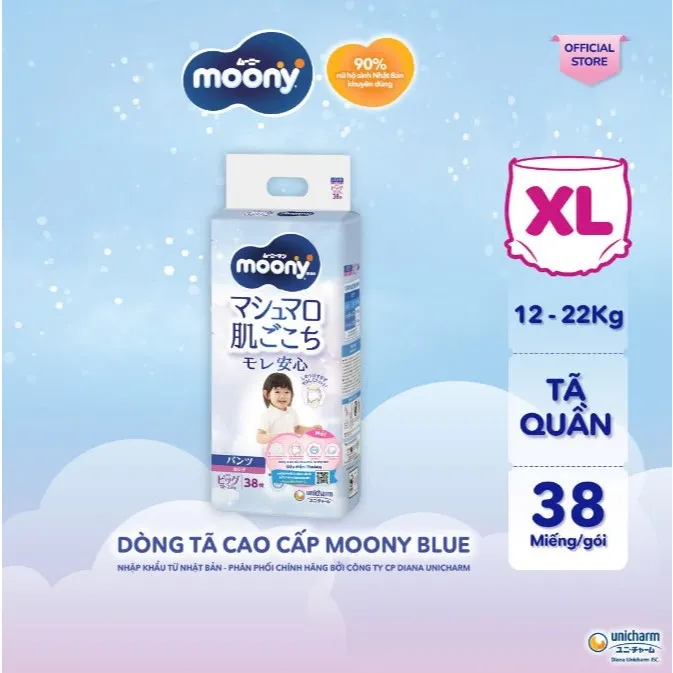 Ảnh Tã quần cao cấp Moony Bé Gái L44/XL38/XXL26 - Nhập khẩu Nhật Bản 1