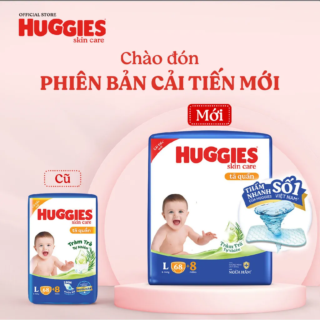 Ảnh Tã quần Huggies Skincare Mega Jumbo M102+4/L100+4/XL84+4/XXL76+4 2