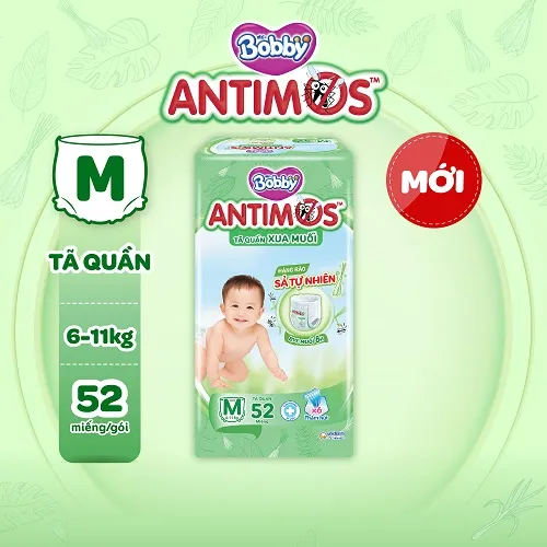 Ảnh Tã Quần Xua Muỗi Bobby Antimos – Hàng rào Sả tự nhiên Bye Muỗi 8H - M52/L50+2/XL48+4/XXL46+6 2